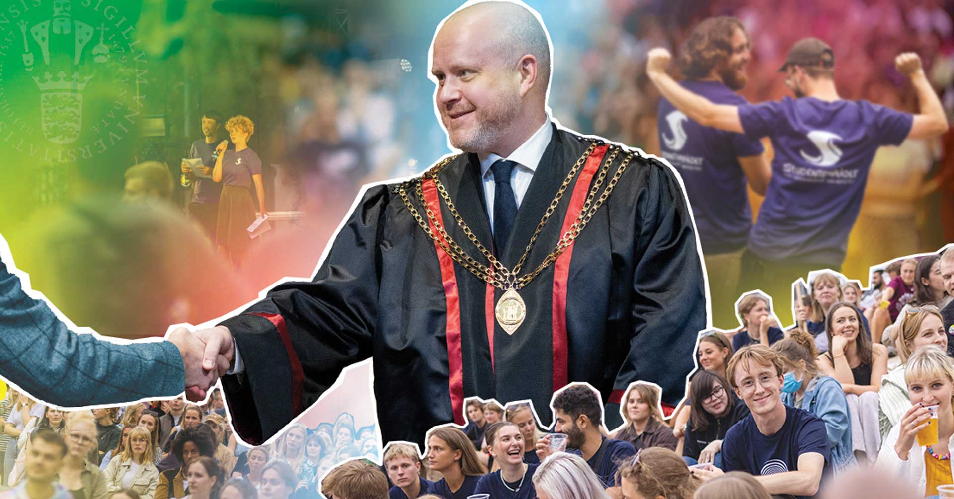 The Rector shaking hands